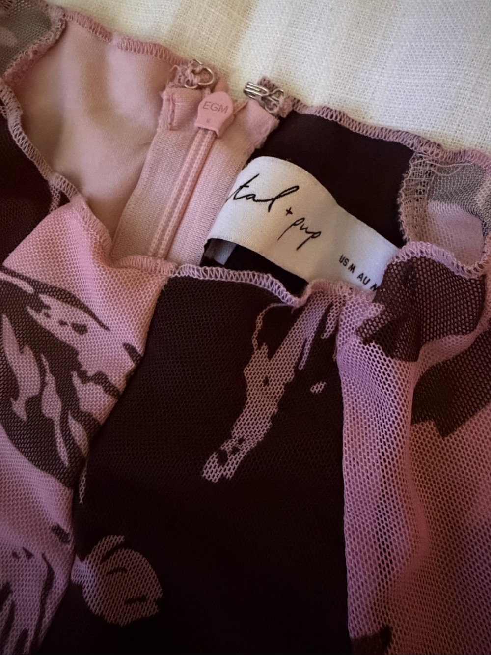 Petal & Pup Bellatrix Spliced Floral Mesh Maxi Dress Size M Pink Brown NWOT - Picture 6 of 7